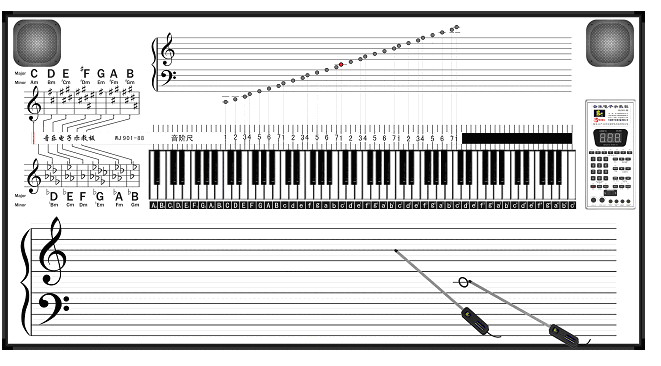 数码立体声音乐电子示教板
