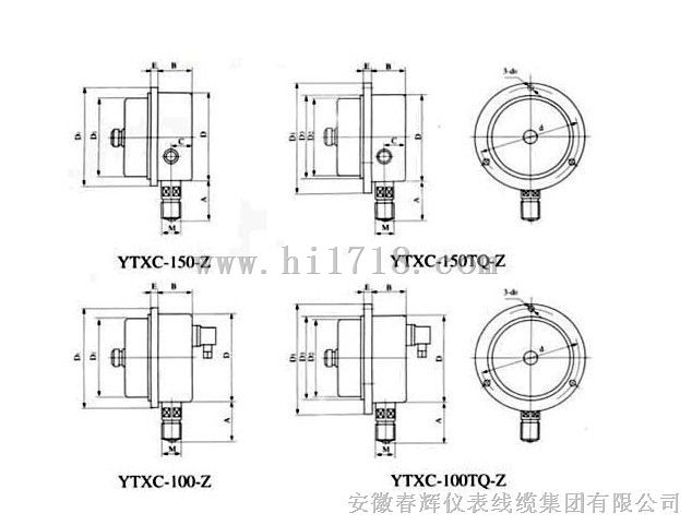YXC-153B-FZ 耐蚀抗振型磁助式电接点压力表
