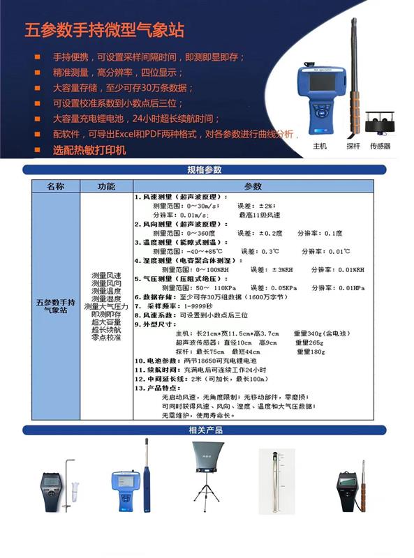 五参数手持微型气象站  型号M324668 