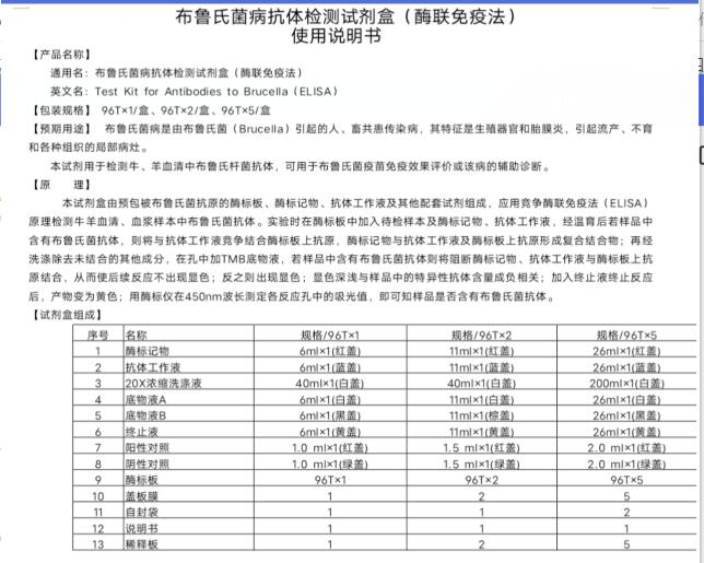 布病抗体ELisa检测试剂盒型号96T库号M53177